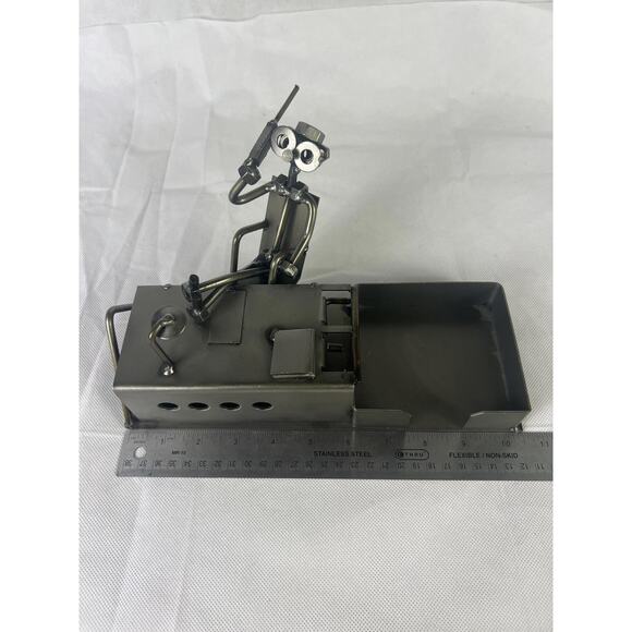 Hinz & Kunst Design Welded Metal Art Writing Desk Sculpture Nuts Bolts Work Book - Picture 5 of 15